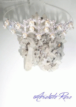 Мини корона за коса с белгийски кристали и перли -  Crystals and Pearls